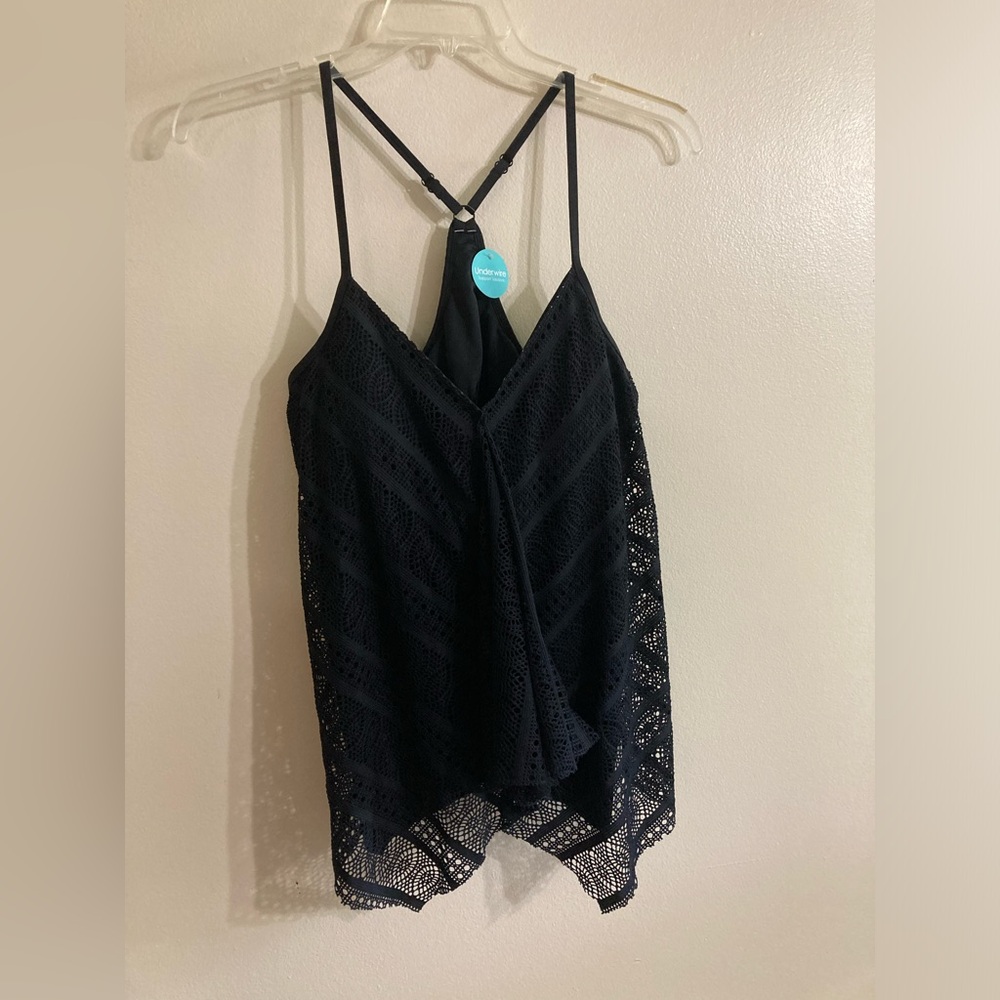 NWT Beach House Black Racerback Swim Top